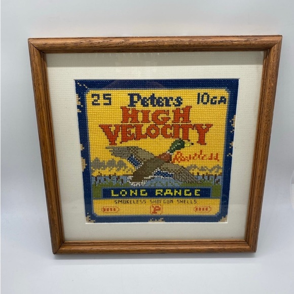 Vintage Peter's 10 Gauge Framed and Matted Cross-Stitch - Picture 1 of 5